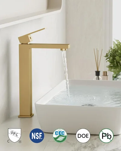 Miniatura 2 de gotonovo Grifo de Fregadero Vessel de Una Sola Manija, Grifo de Baño Alto de Un Agujero, Grifo Mezclador Moderno de Lavabo de Tocador, con Mangueras