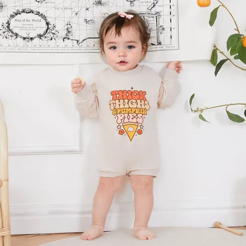 Miniatura 58 de FOCUSNORM Disfraz de Halloween para bebé recién nacida, sudadera de calabaza, mameluco de manga larga para otoño e invierno
