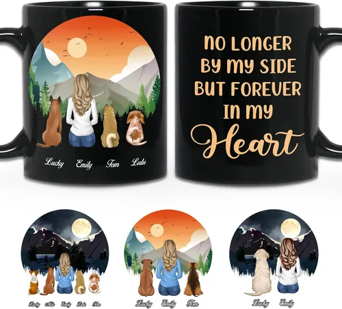 Miniatura 13 de WHIDOBE Taza personalizada de perro (niña – perro) personalizada de 11 onzas, 15 onzas con avatares, nombres, razas – Taza «Dog Mom» para mujeres