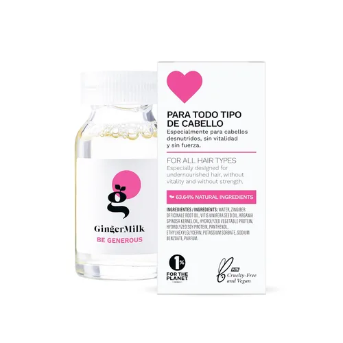 Miniatura 2 de Ampolla nutritiva para el cabello con leche de jengibre con proteínas y provitamina B5 BE GENEROUS (paquete de 6 x 0.5 onzas líquidas)