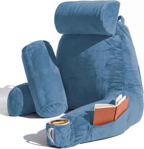 Miniatura 52 de Nestl Almohada de lectura para niños y adolescentes con espuma viscoelástica triturada, almohadas de respaldo para leer, ver y jugar, uso
