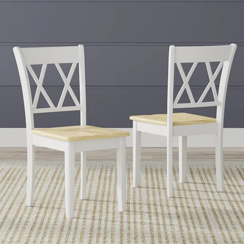 Miniatura 5 de Glenwillow Home Sillas de comedor de madera maciza con doble respaldo en X en negro (juego de 2)