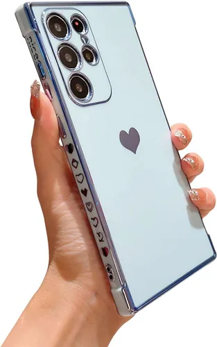 Miniatura 55 de phylla Funda de teléfono compatible con Samsung Galaxy A12 de 6.5 pulgadas, lindo corazón chapado en oro, elegante funda de lujo para mujer