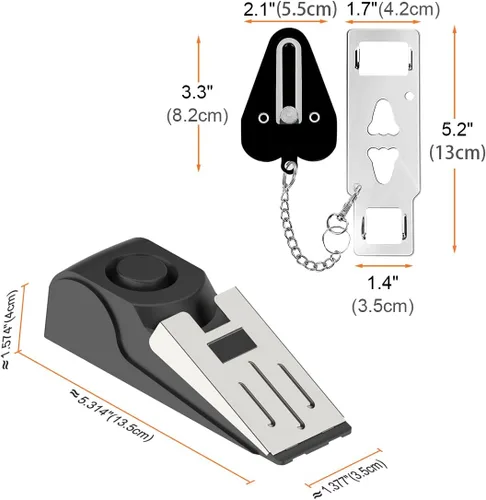 Miniatura 2 de Paquete de 2 alarmas portátiles de tope de puerta y cerradura de puerta, dispositivos mejorados de seguridad para el hogar, tope de puerta