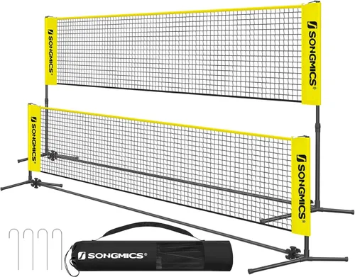 Miniatura 13 de SONGMICS - Red de bádminton ajustable en altura, red de voleibol, red de pickleball para tenis junior, niños, cancha interior y exterior, red