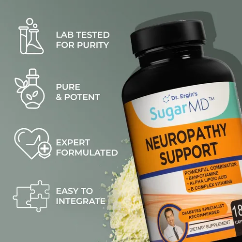 Miniatura 8 de SugarMD Suplemento de apoyo a la neuropatía – 180 cápsulas de suplemento nervioso con ácido alfa lipoico, benfotiamina y vitamina D3 B6 B12
