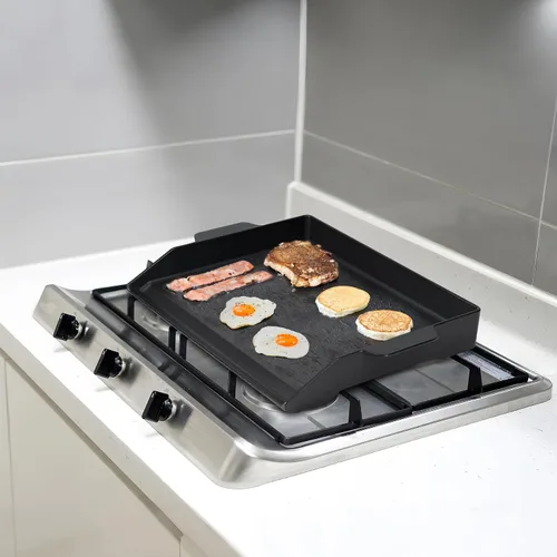 Miniatura 5 de Onlyfire - Plancha universal de hierro fundido, placa de parrilla con revestimiento antiadherente con paredes laterales extra altas para carbón