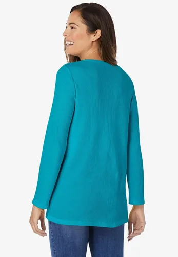 Miniatura 3 de Woman Within Camiseta térmica Henley bordada en tallas grandes para mujer