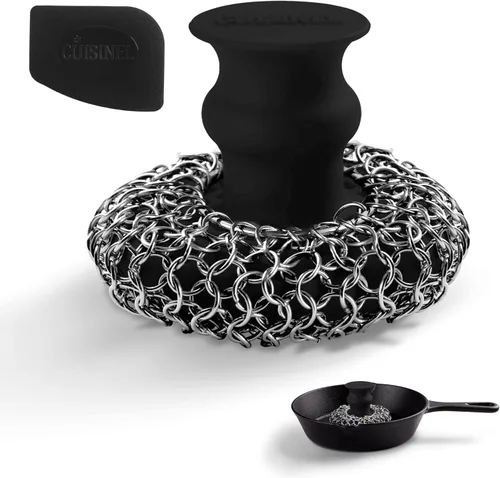 Miniatura 11 de Cuisinel Depurador de malla de hierro fundido + cepillo de limpieza + raspadores de sartén y parrilla - El kit de limpieza de sartén y parrilla