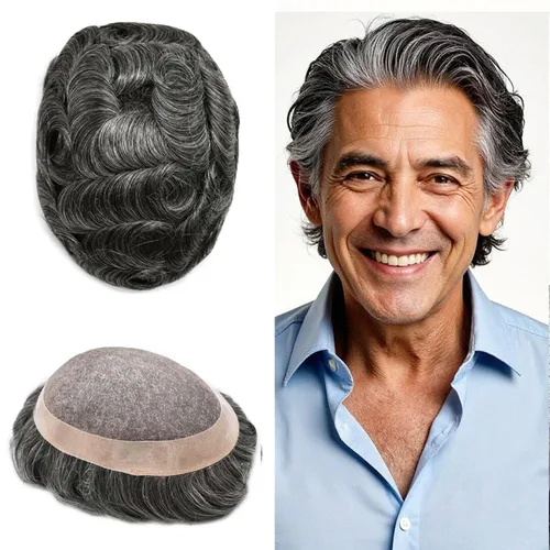 Miniatura 61 de Mens Toupee Hair Piece For Men Fine Mono Men Hair System Toupee For Men Hair Piece Real Human Hair System For Men Protesis Capilar Para Hombre 6x9