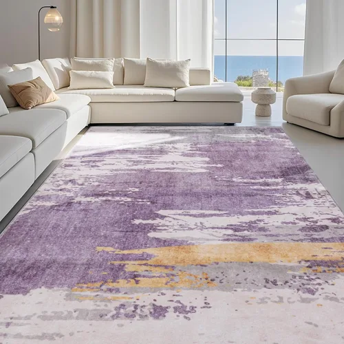 Miniatura 33 de Carvapet 9x12 Alfombras grandes para sala de estar y dormitorio, alfombra moderna lavable azul de pelo bajo con respaldo de goma, plegable, alfombra