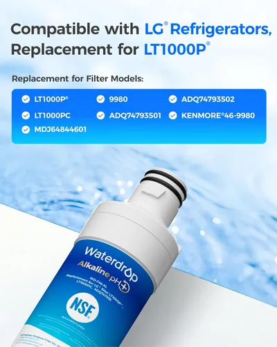 Miniatura 2 de Waterdrop Alkaline LT1000PC ADQ747935 Reemplazo para filtro de agua de refrigerador LG® LT1000P®/PC/PCS ThinQ®, LFXS26973S, LMXS28626S, LMWS27626S