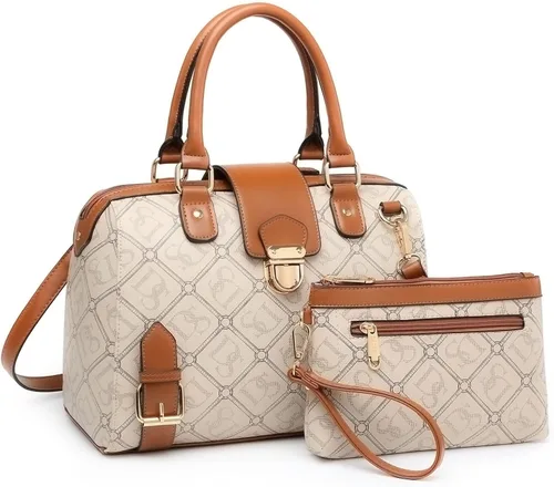 Miniatura 19 de Dasein - Bolso de mano para mujer, diseño de barril, cuero vegano, bolso de hombro, con asa superior, a la moda, bolso de trabajo