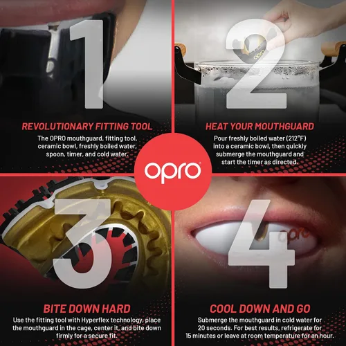 Miniatura 7 de OPRO - Protector bucal Gold Level para aparatos dentales, protector bucal moldeable para comodidad y ajuste para boxeo, hockey, artes marciales Azul