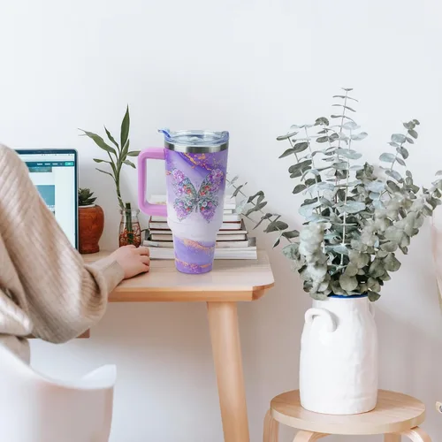 Miniatura 3 de Vaso de 40 onzas con asa y tapa con pajita a prueba de fugas Regalos inspiradores de cumpleaños del Día de la Madre para mujeres, hombres