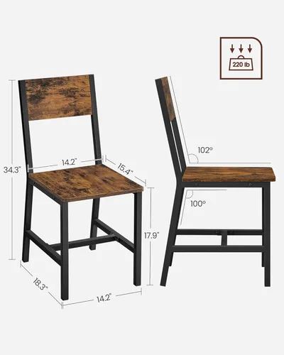Miniatura 2 de VASAGLE Juego de 6 sillas de comedor, sillas de cocina de madera con estructura de acero, fácil de montar, asiento cómodo, silla moderna