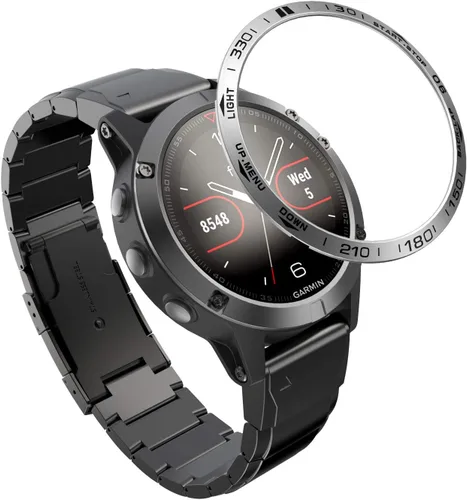 Miniatura 12 de REYDA Bisel de reloj compatible con Garmin Fenix 5/5 Plus, anillo de bisel de acero inoxidable, cubierta adhesiva de bisel de acero inoxidable