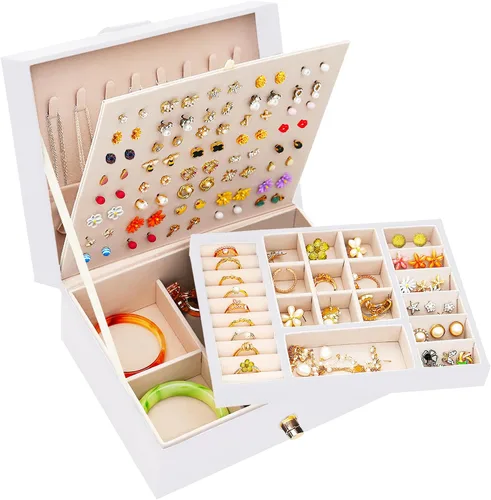 Joyero para aretes para niñas, collares, anillos, caja organizadora de aretes para niñas, caja organizadora de aretes, caja organizadora de joyas