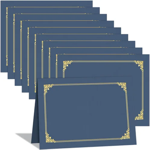 Miniatura 13 de HAUTOCO Portacertificados 50 Paquetes Azul Marino Cubiertas de Diploma con Borde de Lámina Dorada Portacertificados para Certificados de Premio