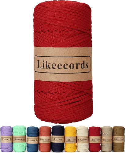 Miniatura 45 de Likeecords Cordón de macramé trenzado de poliéster de 0.157 in, 140 yardas/426 pies, hilo elástico para bolsa de ganchillo para manualidades, Verde