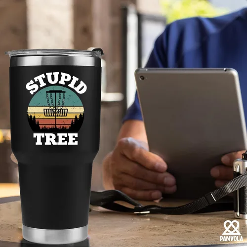 Miniatura 7 de Panvola Stupid Tree Vaso Térmico con Aislamiento al Vacío para Jugador de Disc Golf Divertido de Acero Inoxidable Retro con Tapa Extraíble Drinkware