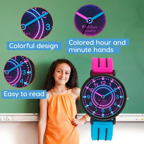 Miniatura 4 de Kiddus Reloj para niños, niños y niñas, reloj de aprendizaje de tiempo para niños, primer reloj de pulsera a partir de 5 años, manecillas de horas