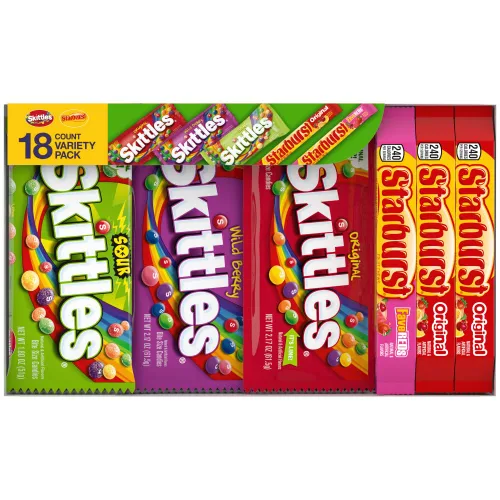 Miniatura 3 de SKITTLES & STARBURST - Surtido de caramelos de tamaño completo 37.05 onzas. Caja de 18