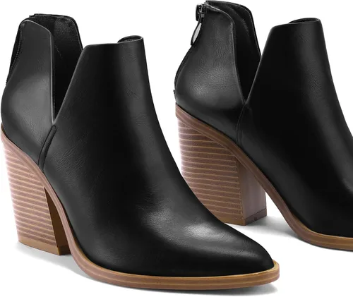 Miniatura 2 de mysoft Botines para mujer, con puntera puntiaguda, gruesos, apilados, tacón medio