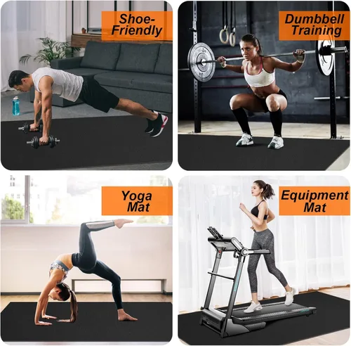 Miniatura 7 de Tapete de ejercicio grande de 8 x 5 pies 12 x 6 pies para gimnasio en casa, tapete de ejercicio resistente para suelo de gimnasio, esterilla