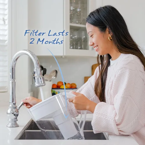 Miniatura 5 de Santevia Mina - Jarra de filtro de agua alcalina Sistema de filtro de agua de 9 tazas que añade minerales y hace agua alcalina Filtro de agua