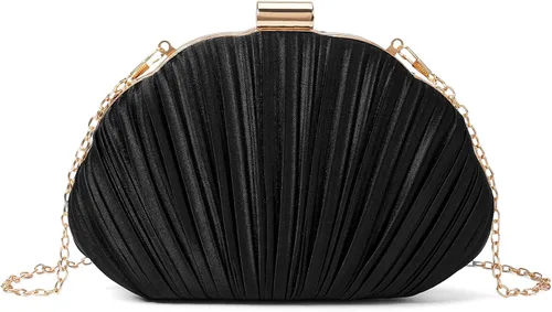 Miniatura 9 de Bolso de mano de noche plisado de satén para mujer, elegante bolso de mano con cadena para boda
