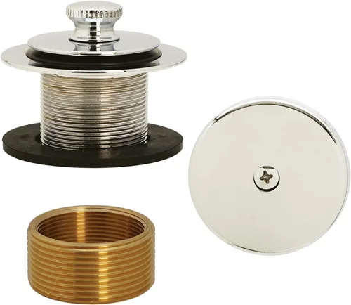 Miniatura 15 de Westbrass D941K-62 - Tapacubería de drenaje de bañera de rosca fina de 1-3/8 pulgadas con placa frontal de desbordamiento de un agujero, 1 paquete