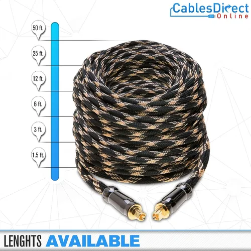 Miniatura 4 de Cables Direct Online Cable de audio óptico Toslink de alta fidelidad de 1.5 pies, cable de fibra óptica digital de alta fidelidad para cine en casa