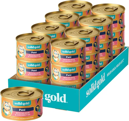 Miniatura 31 de Solid Gold comida húmeda para gatos desmenuzada con salsa - Alimento enlatado para gatos hecho con atún real y caballa - Sin granos de los Cinco