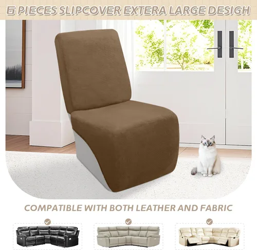 Miniatura 406 de Arfntevss Fundas de sofá seccional reclinable de terciopelo, Funda de sofá seccional de esquina para sofá reclinable, Funda elástica suave