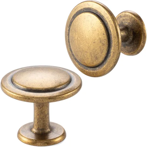 Miniatura 35 de Pomos de níquel cepillado para gabinetes, pomos de cajón de níquel, paquete de 10 de 1-1/4 pulgadas, 8222 tiradores redondos de un solo agujero