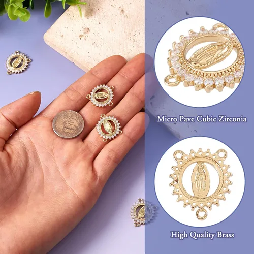 Miniatura 4 de Elecrelive - 5 dijes de rosario con diamantes de imitación, centro de eslabones milagrosos, medalla milagrosa, colgante vintage de Pascua, colgantes