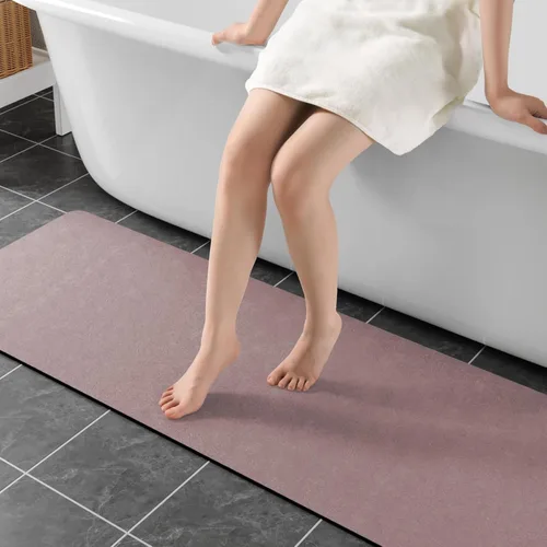 Miniatura 25 de Alfombras de baño de 32 x 17 pulgadas, tapetes de baño de tierra de diatomeas de secado rápido, absorbentes, tapetes de baño de goma antideslizante