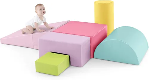Miniatura 10 de Costzon Juego de escalada y gateo para niños pequeños, 6 piezas con cubierta de poliuretano para gatear, escalar y caminar, bloques de escalada