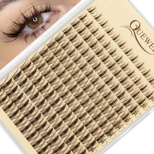 Miniatura 14 de QUEWEL Fairy-Lash-Clusters, 144 piezas Manga-Lash-Clusters Mix10-18mm Banda Invisible Natural Finas Clusters de Pestañas para Extensiones