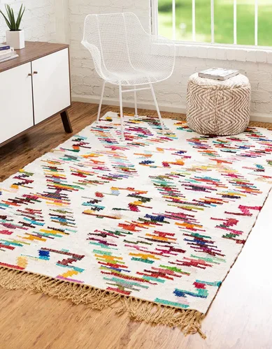 Miniatura 9 de Unique Loom Chindi Trellis Collection - Alfombra azteca (2 pies 2 pulgadas x 6 pies 1 pulgada, alfombra de pasillo, multicolor / azul)