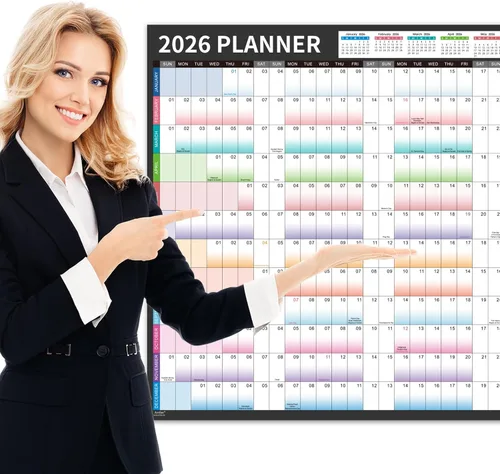 Miniatura 7 de Calendario de Pared Anual 2026 - Calendario de Pared 2026, Ene.2026 - Dic.2026, Calendario Mensual de 12 Meses con Fechas Julianas, Varillas