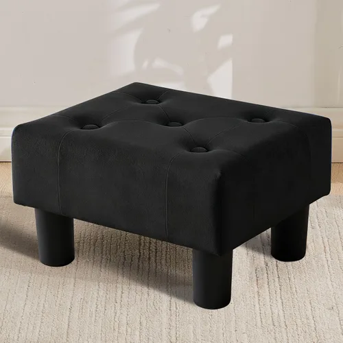 Miniatura 17 de Taburete pequeño otomano, reposapiés otomano de lino, reposapiés para sofá, reposapiés rectangulares y otomanos, pequeño para sala de estar, entrada