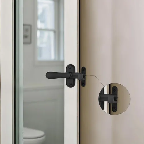Miniatura 7 de Paquete de 2 pestillos de baño abatibles de 360 grados para puerta interior, 3 métodos de bloqueo de acero inoxidable para puerta de granero, Mate