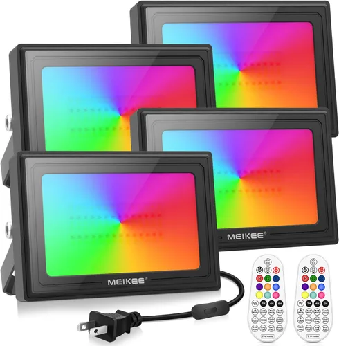 MEIKEE Luces de inundación LED RGB de 25 W para exteriores, 2500 lm 250 W, equivalente a 2500 W, iluminación de inundación RGB que cambia de color