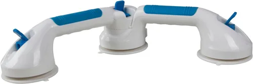 PCP Mango de ducha y bañera multiposicional con agarre de succión de 180° con indicadores de bloqueo de color, blanco, azul/blanco