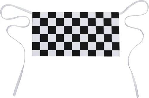 Delantales de cintura con patrón de bandera a cuadros negros y blancos con 3 bolsillos para camarera, chef, medio delantal para mujeres y hombres,