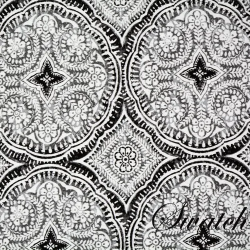 Miniatura 3 de Grey Medallion - Manteles individuales en forma de cuña de tela para exteriores, juego de cuatro Plus con cargador central redondo