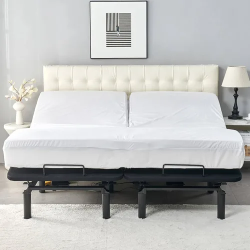 Miniatura 9 de Kingnex - Protector de colchón impermeable de doble parte para cama king ajustable con cabeza flexible de 32-34 pulgadas desde la cabecera, ultra