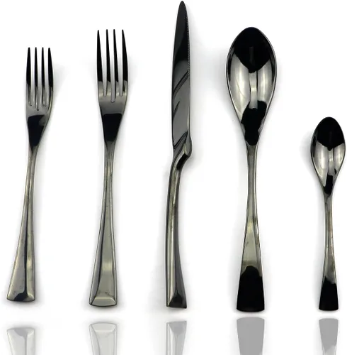Miniatura 11 de JASHII 18/10 acero inoxidable 4 piezas espejo pulido negro pescado tenedor negro servidor conjunto Tenedor de pescado
